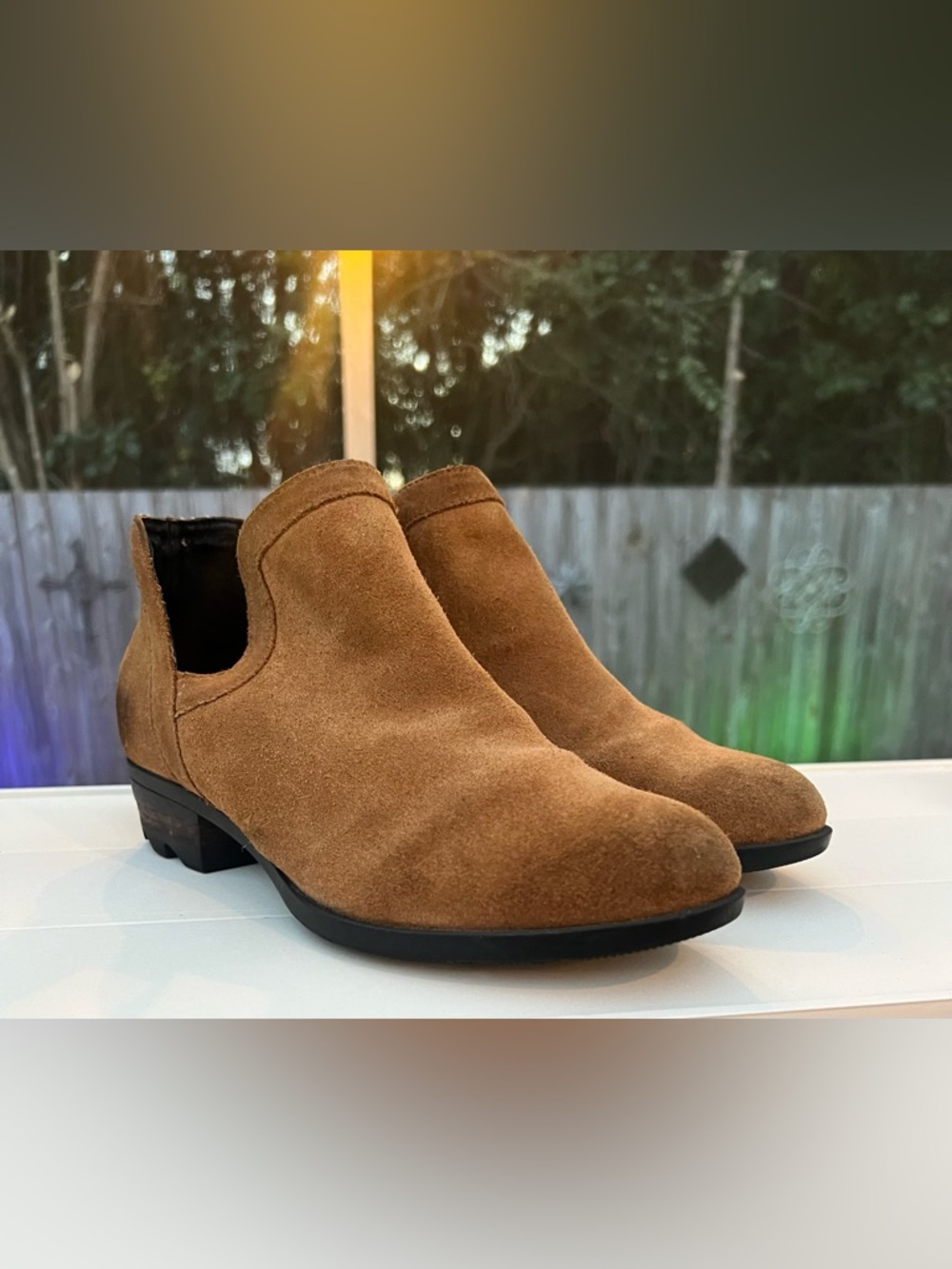 Sorel Tan Ankle Bootie 8.5 Nubuck Suede Low Heel Gorpcore Cabincore PumpkinSpice